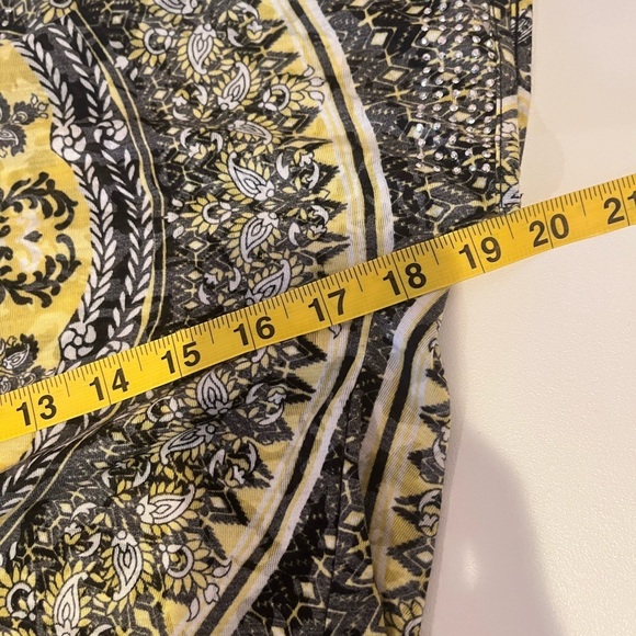 Y2K International Concepts Yellow & Black Bling Top boho hippie eclectic 70s 90s - Picture 9 of 10